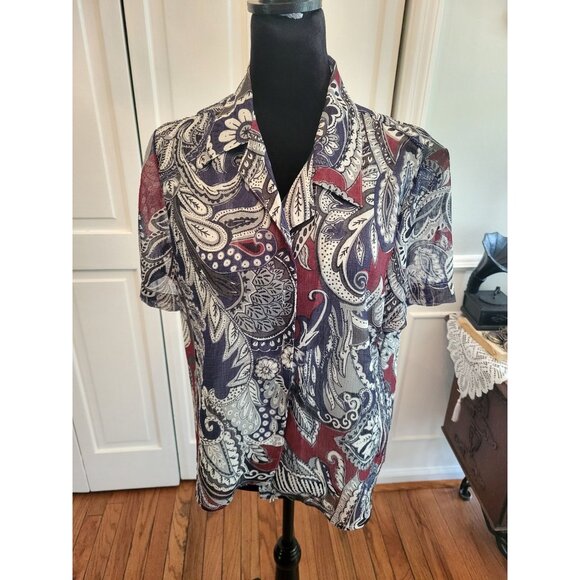 Alfred Dunner Tops - 4/$19 Alfred Dunner Red and White Paisley Button Up sz 16 P NWT 4th July
